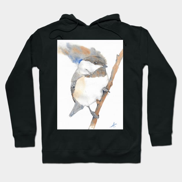 Black-capped Chickadee Poecile atricapillus watercolor portrait white Hoodie by Oranjade0122